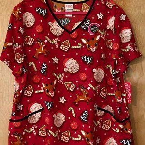 New for 2021 Rudolph Xmas Cookie Scrub Top (2XL)
